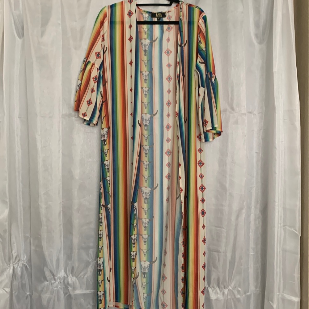 Rainbow long camisole with cow skulls.